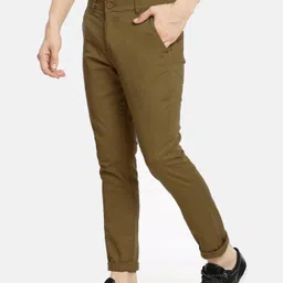 fubar Men Slim Fit Khaki Cotton Blend Trousers-picture-27