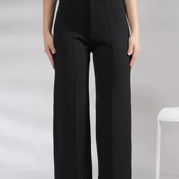 belvik Women Regular Fit Black Polyester Trousers-picture-13