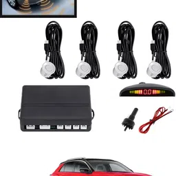 maties 4Pcs White Reverse Parking Sound Warning sensor for car Protection-279 Car Reverse Parking White 4 Sensor With LED Display/Buzzer -279 Parking Sensor-picture-12