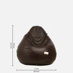 sattva Classic XXXL Leatherette Bean Bag with Beans in Brown Colour image 2