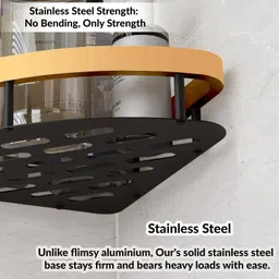 plantex Corner Shelf for Bathroom/Rack Shelf/Storage Organizer for Kitchen-(8 X 8 in) Stainless Steel, Aluminium Wall Shelf image 5