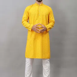 almora Men Embroidered Cotton Rayon A-line Kurta-picture-13