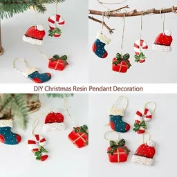 hussain mart Silicone Fondant & Gum paste Mould Skytail 4 Slot Christmas Fondant Mould Gift Box Sock Candy Stick Hat Shape Chocolate Candy Mold Christmas Tree Decoration Cake Decor Sugarcraft Gum Paste Cookie Dough Clay Resin Candle Wax Soap image 4