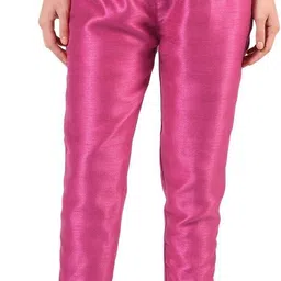 floreos Women Regular Fit Pink Silk Blend Trousers-picture-17