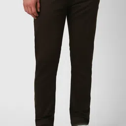 peter england Men Slim Fit Brown Cotton Blend Trousers-picture-15