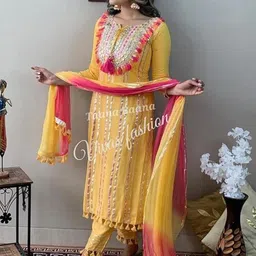 Women Viscose Rayon Kurta Pant Dupatta Set-image-94