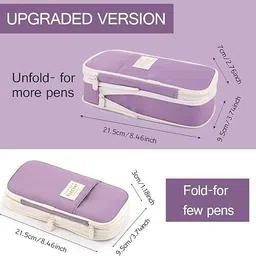 dimoris Zipper Pen Pencil Case or Pouch for College Student solid Art Canvas Pencil Box Geometry Box image 5