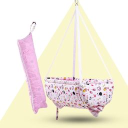 baybee Cotton Newborn Hanging Cradle for Baby Sleep Swing Cradle with Net & Spring Set-picture-13