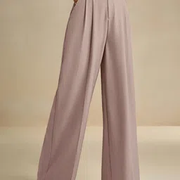 kotty Women Relaxed Pink Viscose Rayon Trousers-picture-10