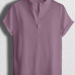 color bucket Men Regular Fit Solid Mandarin Collar Casual Shirt-picture-12