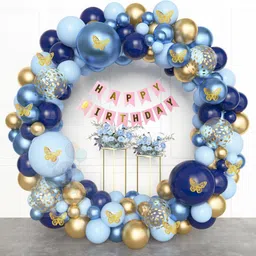 aniloons Blue and Gold Theme with Butterflies and Happy Birthday Banner-picture-33