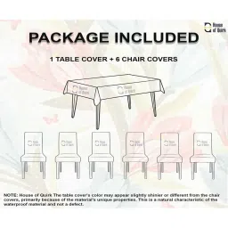 cortina Sky Blue Solids 7 Pcs PVC & Spandex Table Cover With 6 Chair Cover image 3