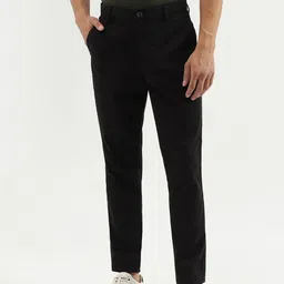 united colors of benetton Men Slim Fit Black Cotton Blend Trousers-picture-14
