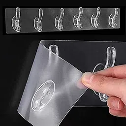 6 In 1 Self Adhesive Wall Hooks, Heavy Duty Sticky Hooks for Hanging Hook 2-image-56