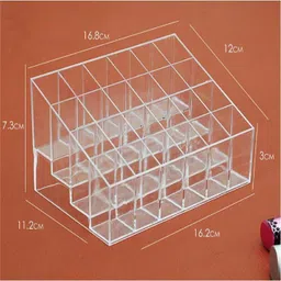 sukot 24-Slot Clear Acrylic Trapezoid Makeup Lipstick Display Stand Storage Rack Holder Cosmetic Organizer Organizer Vanity Box image 5
