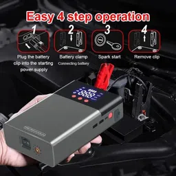 varnirajimportexport 3 in 1 Car Jump Starter With Tire Air Compressor Universal 1600A SOS Light 1 ft Battery Jumper Starter image 2