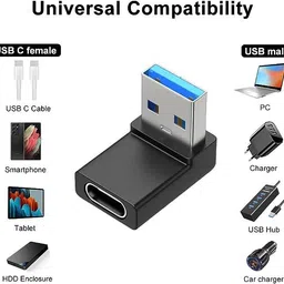 VOOCME USB C to USB 3.0 Adapter 90 Degree Right Angle, USB-C F to USB-A M OTG Adapter Compatible with iPhone 11 12 13 Pro, Samsung Galaxy S22 S21 S20, MaKBook Laptop Accessory image 3