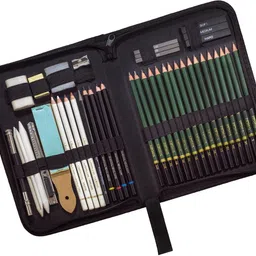 touchcool Art 42pc Drawing Set; Professional Sketching Tool Kit with Black Zippered Case-picture-28
