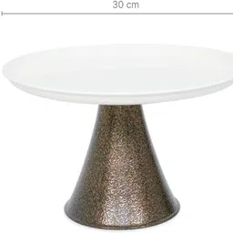 elan Tall Cake Stand with Cake Server,Cupcake Stand for Party, 14.5 Inch, Metal (Broken Black & Off White) Steel Cake Server image 5