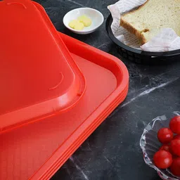 kanha Serving Tray Platter Rectangular Shape Plastic Trays for Drink Breakfast Tea Dinner Coffee Salad Food for Dinning Table Home Kitchen 11x14 Inches (RED) Tray image 3