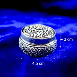 kmj Pure Silver sindoor Box/dani with antique work for Women, kumkum Box Decorative Showpiece-3 cm image 2