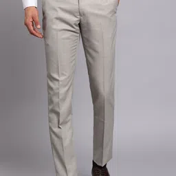 raymond Men Slim Fit Beige Polyester Trousers-picture-36