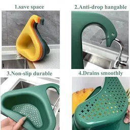 vendics Plastic Kitchen Sink Triangular Organizers Vegetable Washing Basket Corner 4 pc Strainer image 2