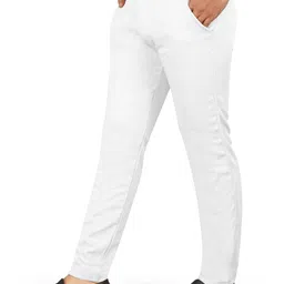 trending stellalifestyle Men Slim Fit White Lycra Blend Trousers-picture-13