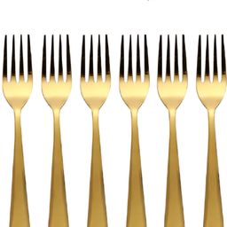 blluex Golden Fork Steel Cutlery Set of 1 of 6 Pieces Stainless Steel Dinner Fork, Salad Fork Set-picture-11