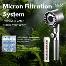 spazio by premium quality abs toilet/washroom hand spray/faucet jet with ABS High Pressure Multi Flow Hand Shower Set With Massage Point-1.5M Tube &Hook Handheld image 5