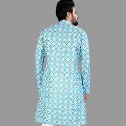 cellux Men Printed Cotton Blend Straight Kurta image 2