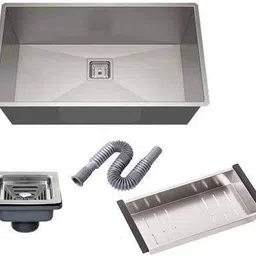 aarvik 24" X 18" X 10"HANDMADE KITCHEN SINK STAINLESS STEEL 304 GRADE SINK 304 Grade (MATT FINISH) Vessel Sink image 2