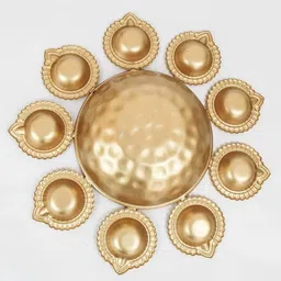 ah impex Best Premium QualityTraditional & spiritual Diya Urli Iron Table Diya image 4