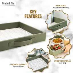 birch & co. Wooden Tray For Serving - 12 Inch X 12 Inch + Free 4 Coasters | Tray image 3