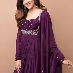 peronica fashion Embroidered Georgette Stitched Anarkali Gown-picture-13