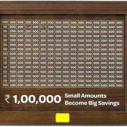 houseofad Wooden Money Piggy Bank , 100000 Rupees Goal Tracker-M1 Coin Bank image 1
