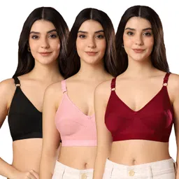paavki Pack of 3 Women Everyday Non Padded Bra-picture-36
