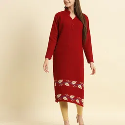 tracy Women Printed Wool Straight Kurta image 5
