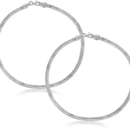 925 siller 925 Pure Silver Sleek Link Anklets (Pack of 2) Sterling Silver Anklet image 1