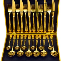 d-mark ®Luxury premium hotel restaurant kitchen Gold plated carving design 304 grade Stainless Steel Cutlery Set-picture-10