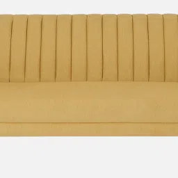 casacraft from pepperfry Fidel Chenille Fabric 3 Seater Sofa In Camel Yellow Colour image 5