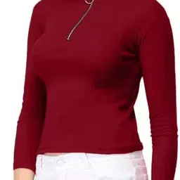 fambee Casual Regular Sleeves Solid Women Maroon Top-picture-19