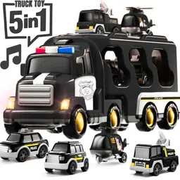kids first step 5-in-1 Friction Powered Police Vehicle Set | Music & Lights | Gift for Age 3+ image 1