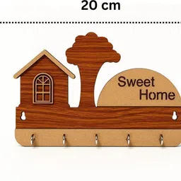 home spire Sweet Home Wooden Wall Key Holder – Rustic Key Rack for Entryway Wood Key Holder image 2