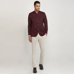 raymond Men Solid Mandarin Formal Blazer image 5