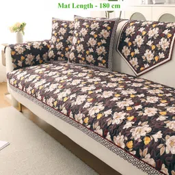 hokipo Velvet 3 Seater Sofa Floral Cover image 1