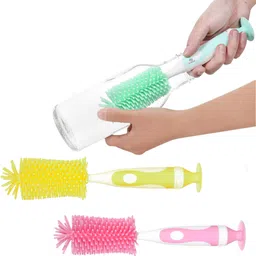 Silicone Cleaning Bottle Brush with Detachable Baby Brush|Pack of 3|Multicolor-image-22