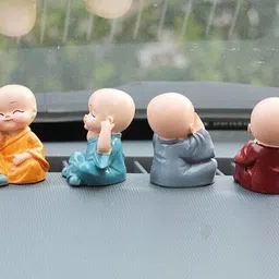 unyshoppe Baby Monk Buddha Set Of 4 Statue for Home Office Car Dashboard Decor Miniature Decorative Showpiece - 6 cm image 2