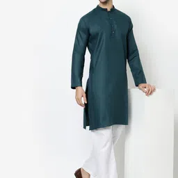 omkar enterprisess Men Cotton Blend Kurta Pyjama Set-picture-13
