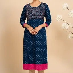 saanvi designer Women Geometric Print, Printed, Polka Print Pure Cotton Anarkali Kurta image 1